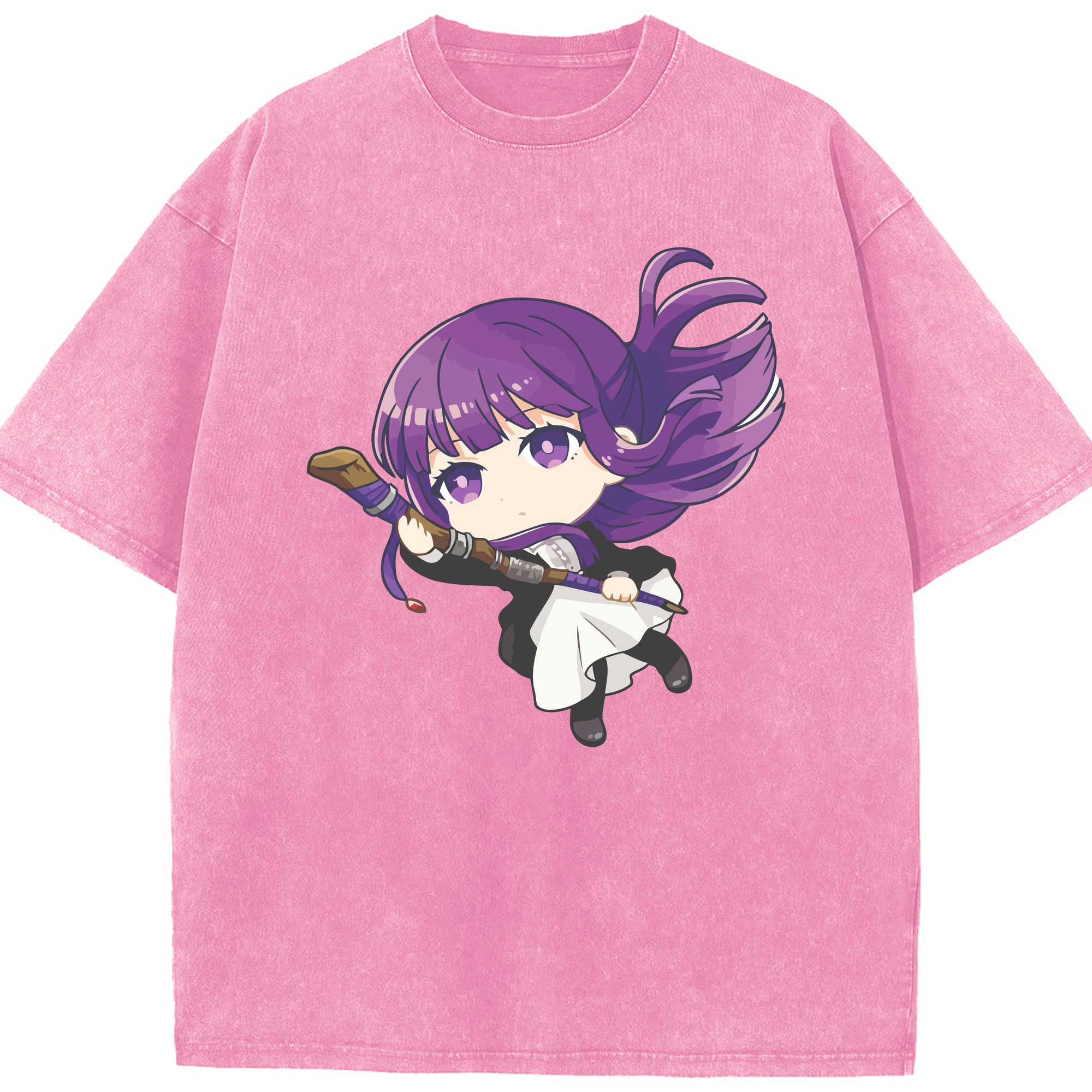 （画像用） 葬送のフリーレン Frieren 綿100% ヴィンテージ風 半袖Tシャツ（フロントプリント）
